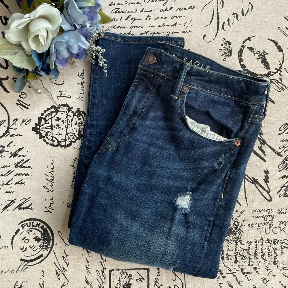 NWOT American Eagle Next Level Flex Men's Distressed Slim Straight Jeans 34x34 - Picture 5 of 7